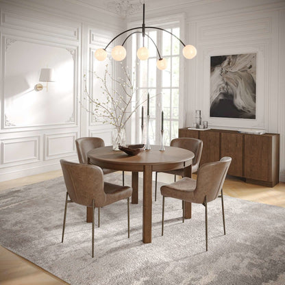 Easley Curved-Back Modern Dining Chair with Antique Brass Legs - Set of 2