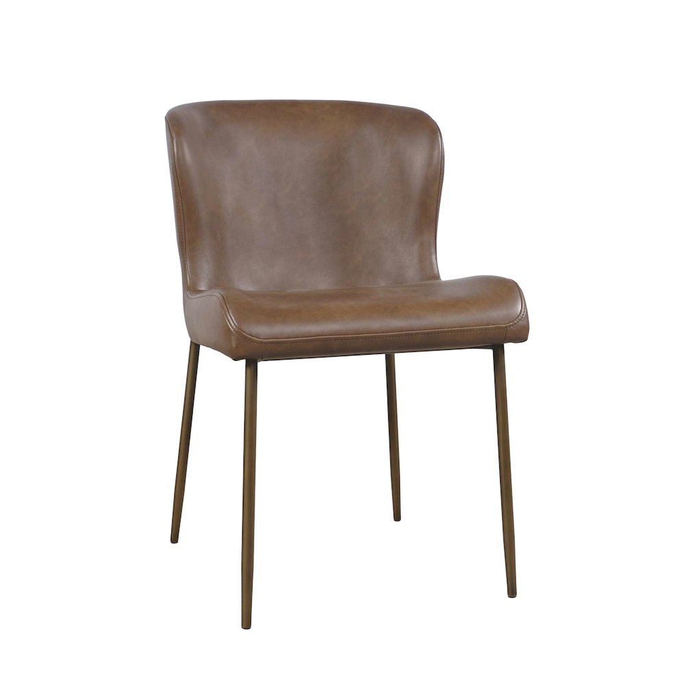 Easley Curved-Back Modern Dining Chair with Antique Brass Legs - Set of 2