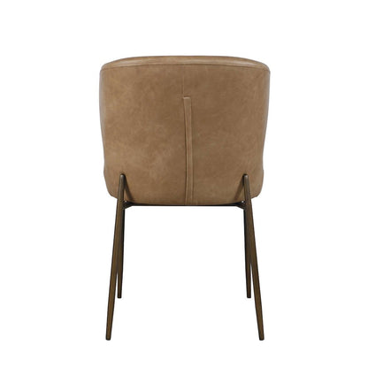 Easley Curved-Back Modern Dining Chair with Antique Brass Legs - Set of 2