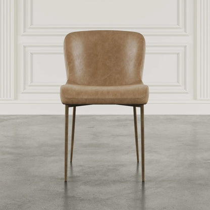Easley Curved-Back Modern Dining Chair with Antique Brass Legs - Set of 2