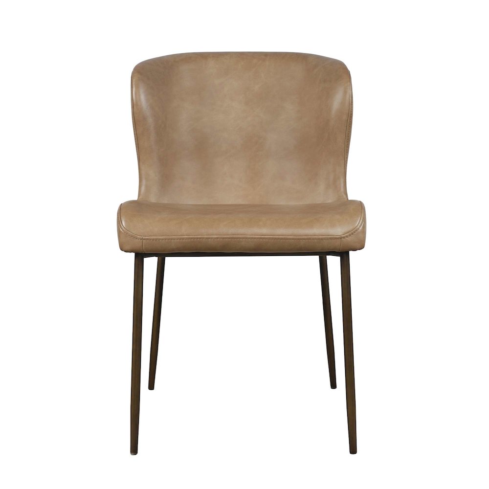 Easley Curved-Back Modern Dining Chair with Antique Brass Legs - Set of 2