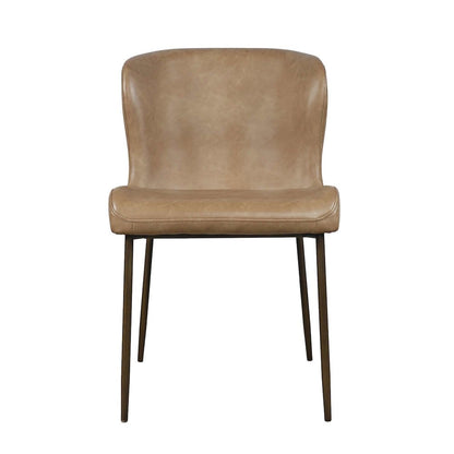 Easley Curved-Back Modern Dining Chair with Antique Brass Legs - Set of 2