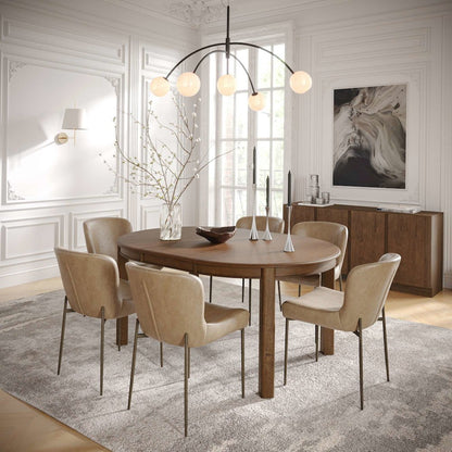 Easley Curved-Back Modern Dining Chair with Antique Brass Legs - Set of 2