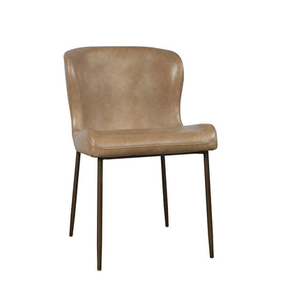 Easley Curved-Back Modern Dining Chair with Antique Brass Legs - Set of 2