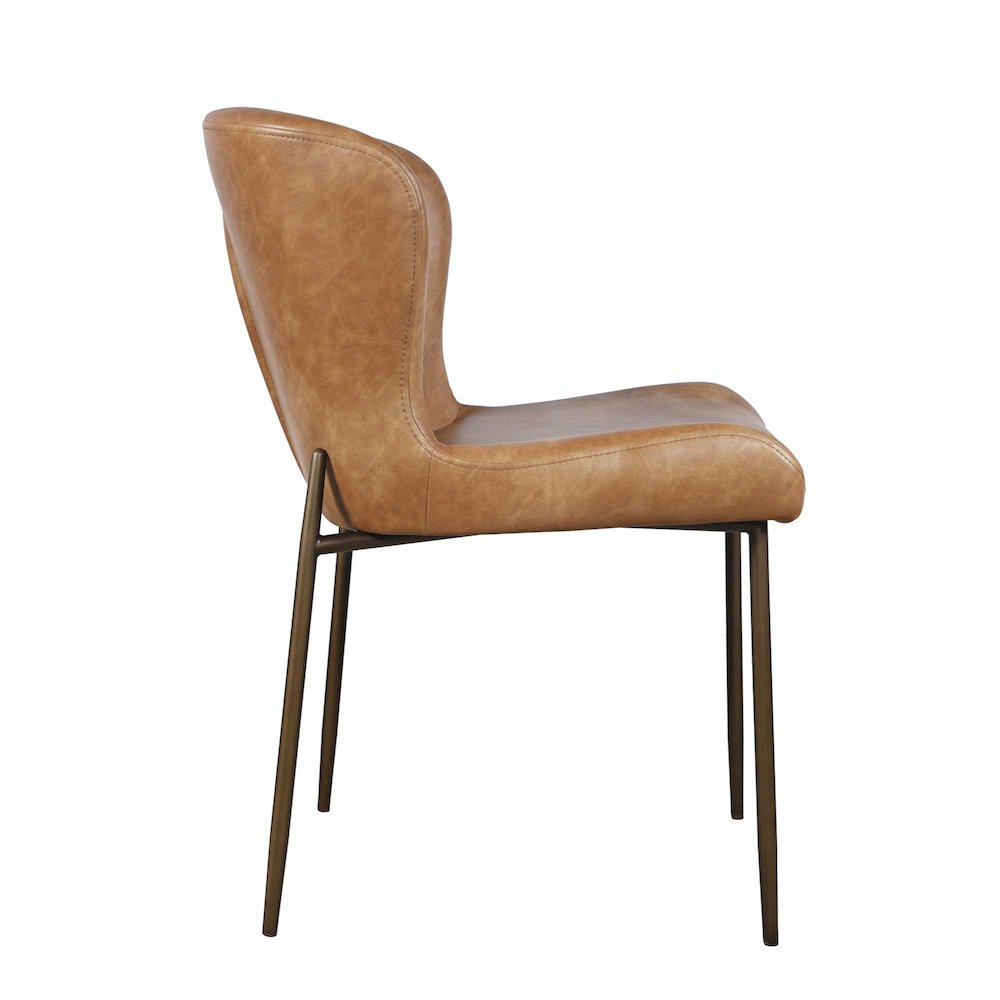 Easley Curved-Back Modern Dining Chair with Antique Brass Legs - Set of 2