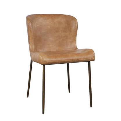 Easley Curved-Back Modern Dining Chair with Antique Brass Legs - Set of 2