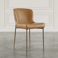 Easley Curved-Back Modern Dining Chair with Antique Brass Legs - Set of 2