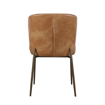 Easley Curved-Back Modern Dining Chair with Antique Brass Legs - Set of 2