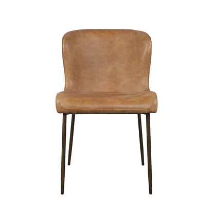 Easley Curved-Back Modern Dining Chair with Antique Brass Legs - Set of 2