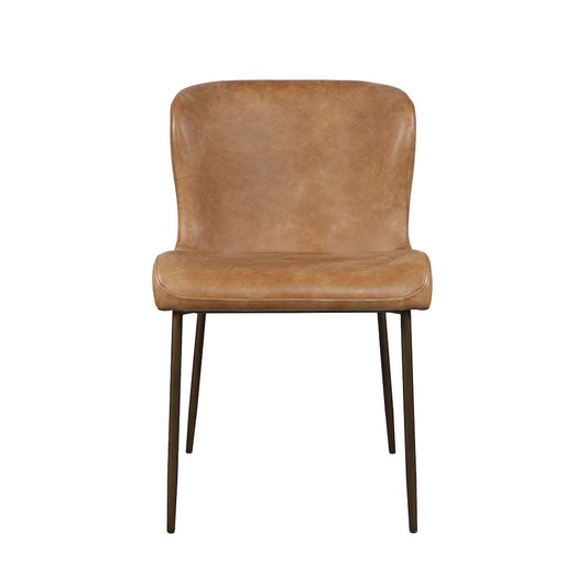 Easley Curved-Back Modern Dining Chair with Antique Brass Legs - Set of 2