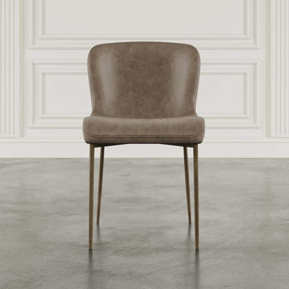 Easley Curved-Back Modern Dining Chair with Antique Brass Legs - Set of 2