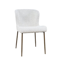 Upholstered Dining Chair with Performance Fabric and Antique Brass Legs-Set of 2