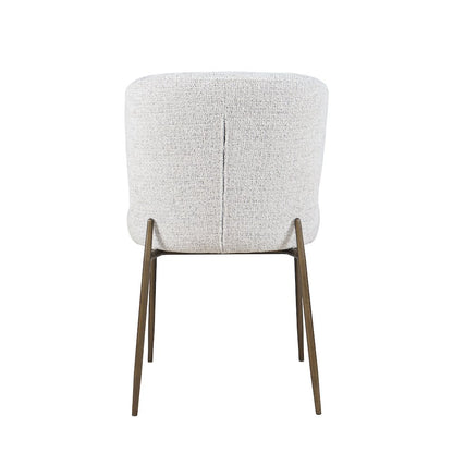 Upholstered Dining Chair with Performance Fabric and Antique Brass Legs-Set of 2
