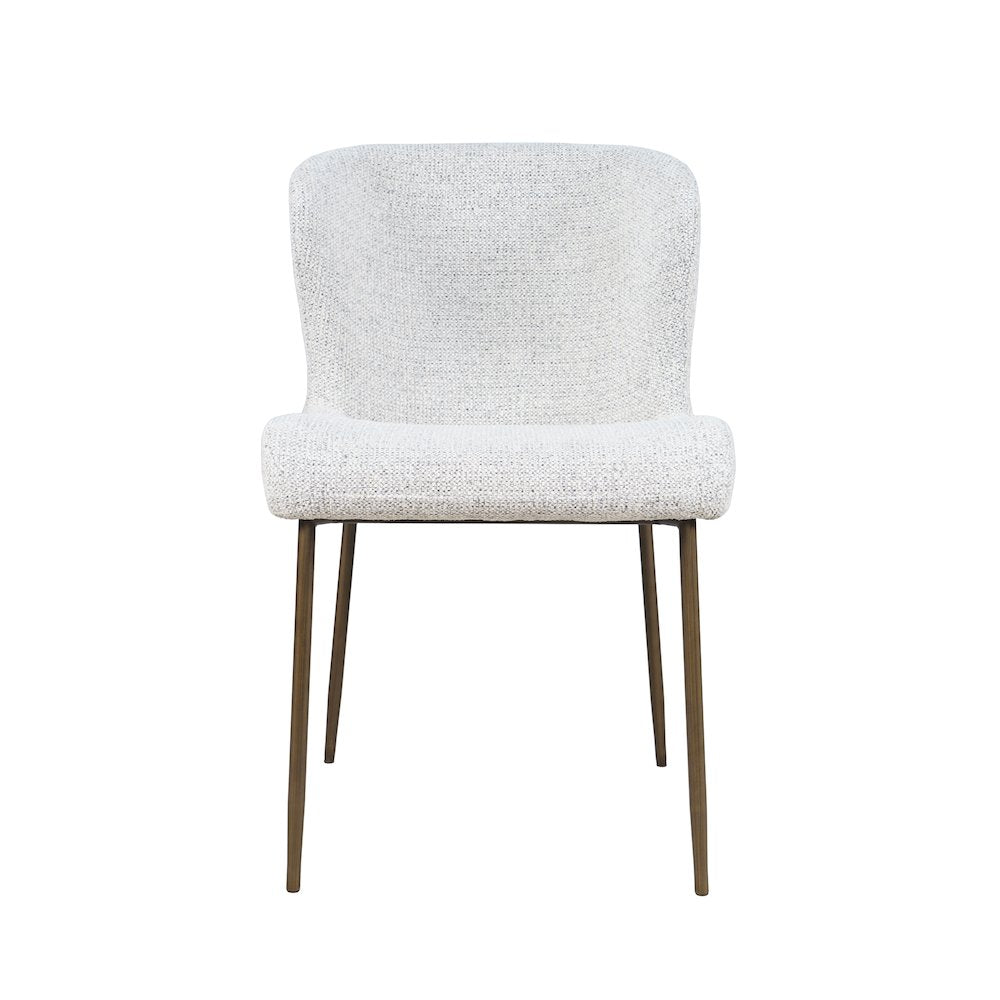 Upholstered Dining Chair with Performance Fabric and Antique Brass Legs-Set of 2