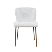 Upholstered Dining Chair with Performance Fabric and Antique Brass Legs-Set of 2