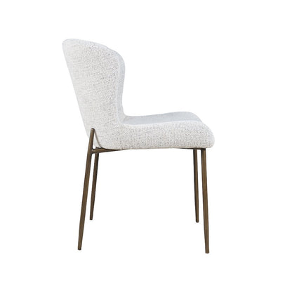 Upholstered Dining Chair with Performance Fabric and Antique Brass Legs-Set of 2