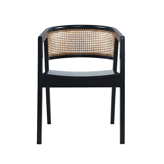 Lucas Modern Scandinavian Cane-Back Dining Armchair