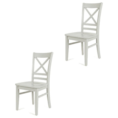 Solid Acacia Wood Cross-Back Dining Chairs, Grey, Set of 2