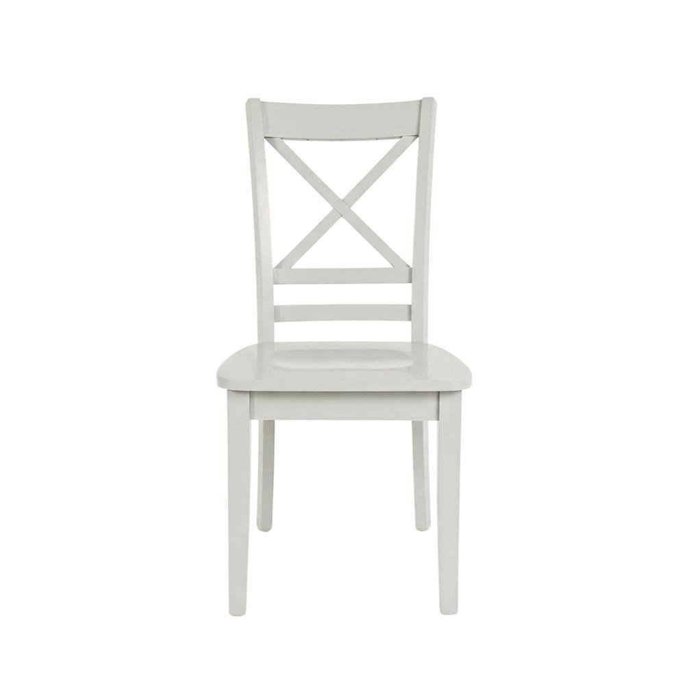 Solid Acacia Wood Cross-Back Dining Chairs, Grey, Set of 2