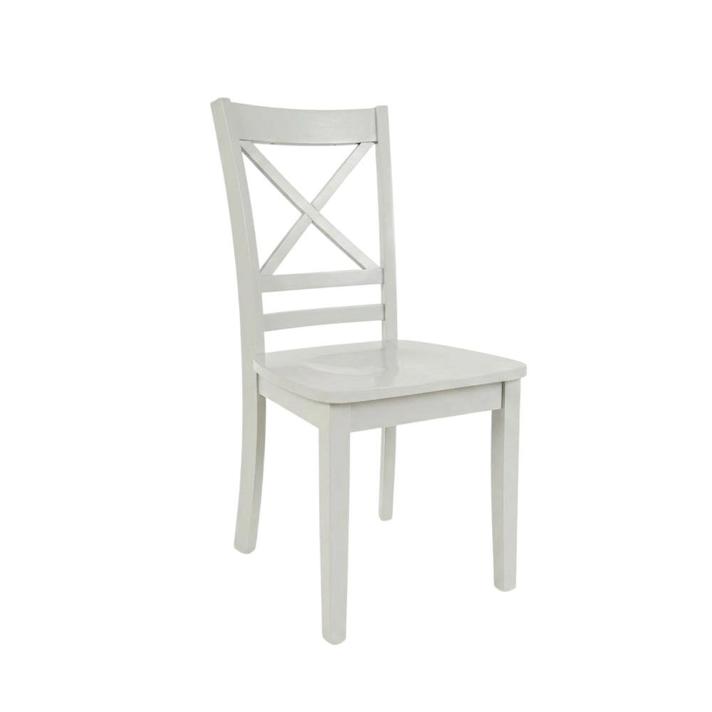 Solid Acacia Wood Cross-Back Dining Chairs, Grey, Set of 2