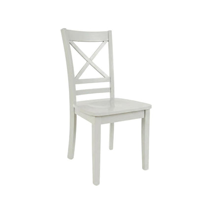 Solid Acacia Wood Cross-Back Dining Chairs, Grey, Set of 2