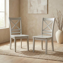 Solid Acacia Wood Cross-Back Dining Chairs, Grey, Set of 2