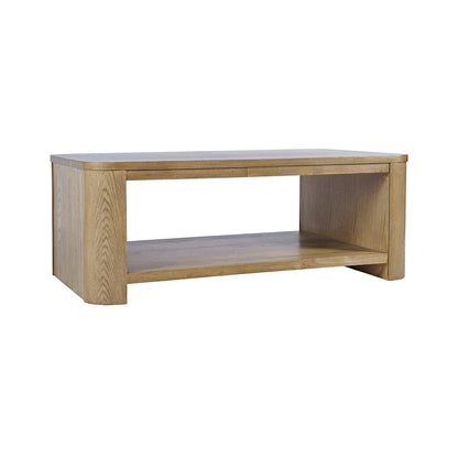 Janzen Contemporary Modern 50" Rolling Coffee Table with Open Storage Shelf