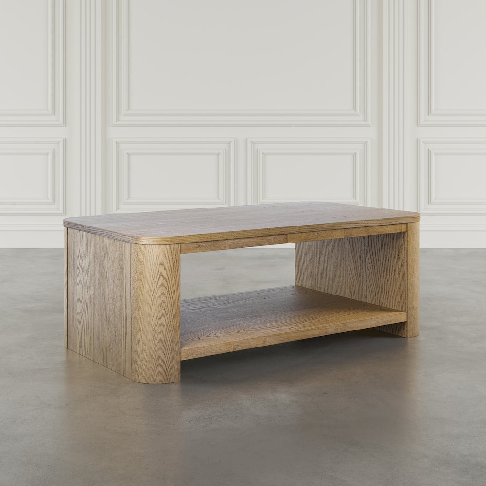 Janzen Contemporary Modern 50" Rolling Coffee Table with Open Storage Shelf