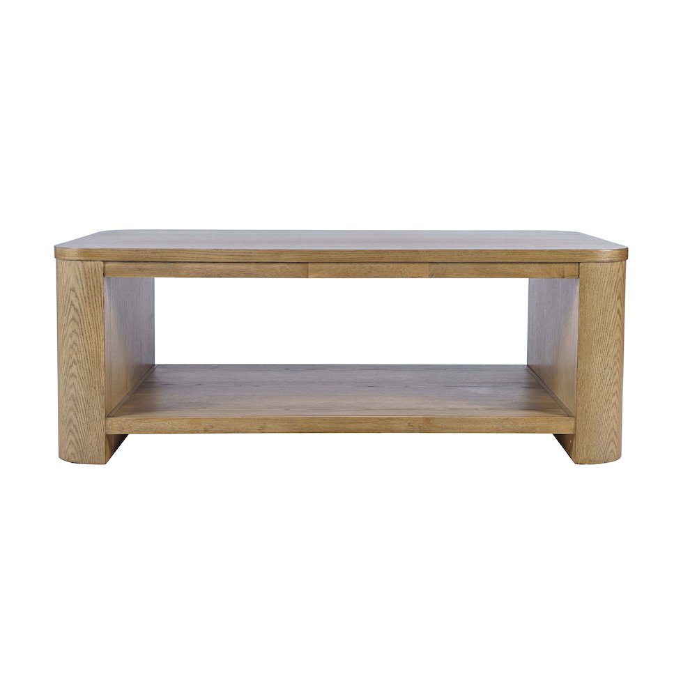 Janzen Contemporary Modern 50" Rolling Coffee Table with Open Storage Shelf