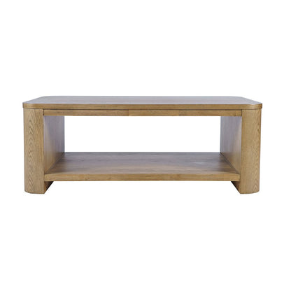 Janzen Contemporary Modern 50" Rolling Coffee Table with Open Storage Shelf