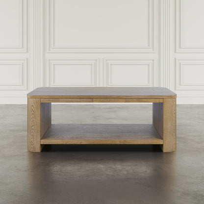 Janzen Contemporary Modern 50" Rolling Coffee Table with Open Storage Shelf