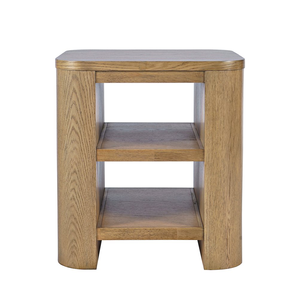 Janzen Contemporary Modern End Table with Open Storage and Rounded Corners