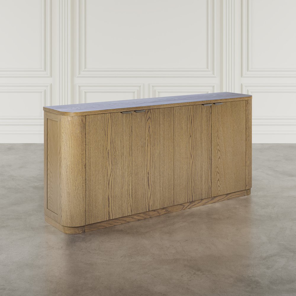 68" Minimalist Modern Curved Storage Console TV Cabinet with Adjustable Shelves