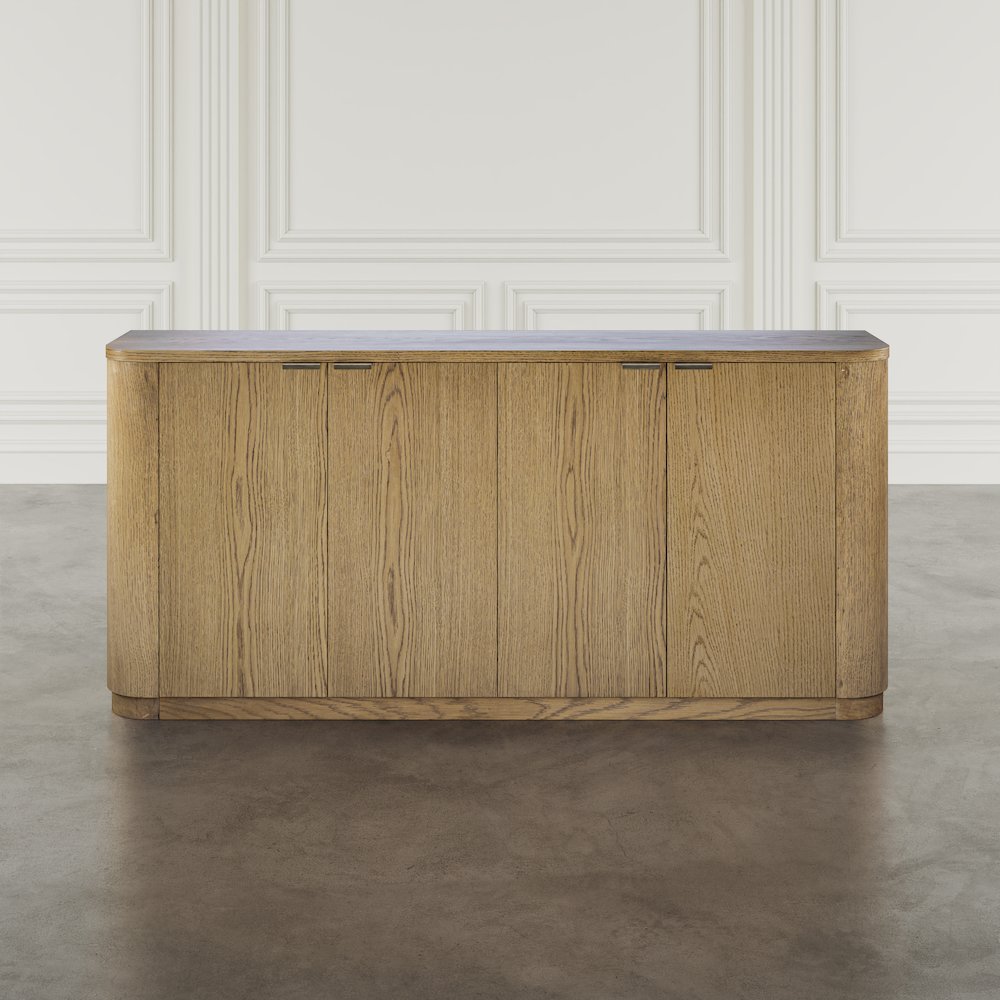 68" Minimalist Modern Curved Storage Console TV Cabinet with Adjustable Shelves