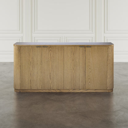 68" Minimalist Modern Curved Storage Console TV Cabinet with Adjustable Shelves