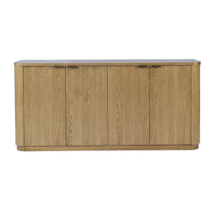 68" Minimalist Modern Curved Storage Console TV Cabinet with Adjustable Shelves