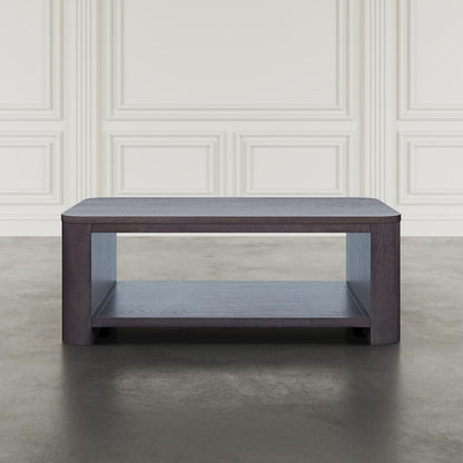 Janzen Contemporary Modern 50" Rolling Coffee Table with Open Storage Shelf