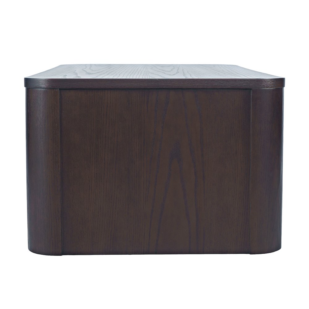 Janzen Contemporary Modern 50" Rolling Coffee Table with Open Storage Shelf
