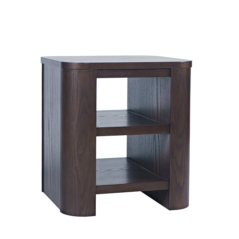 Janzen Contemporary Modern End Table with Open Storage and Rounded Corners