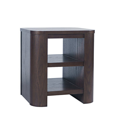 Janzen Contemporary Modern End Table with Open Storage and Rounded Corners