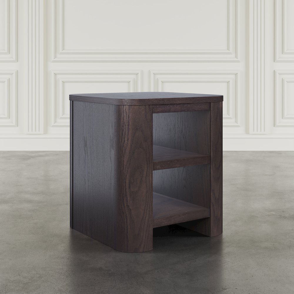 Janzen Contemporary Modern End Table with Open Storage and Rounded Corners