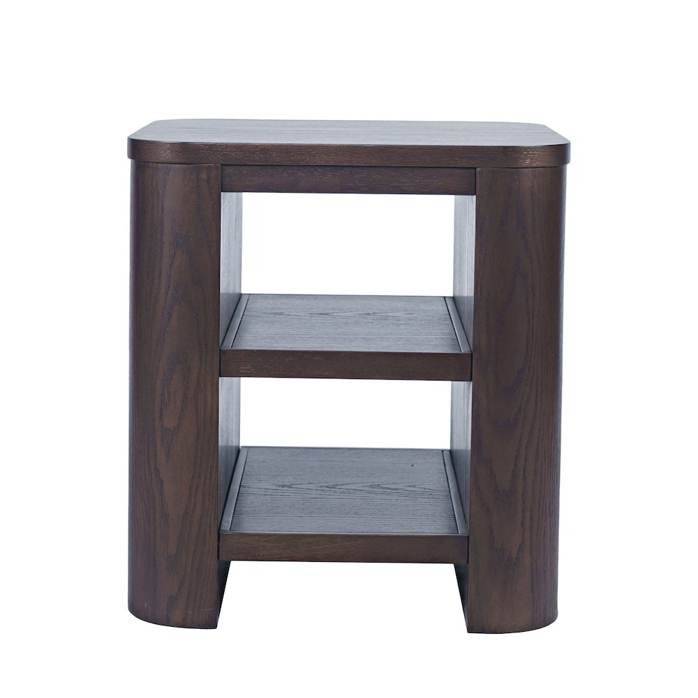 Janzen Contemporary Modern End Table with Open Storage and Rounded Corners