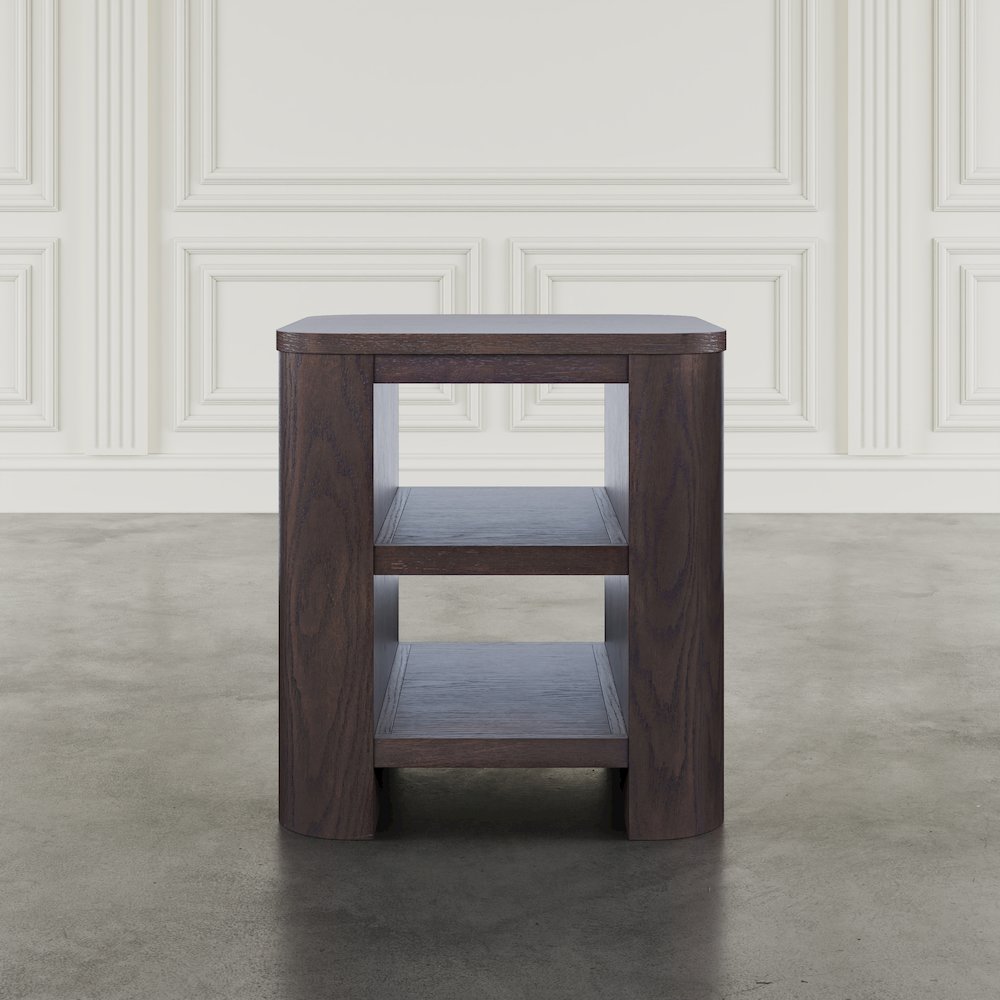 Janzen Contemporary Modern End Table with Open Storage and Rounded Corners