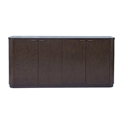 68" Minimalist Modern Curved Storage Console TV Cabinet with Adjustable Shelves