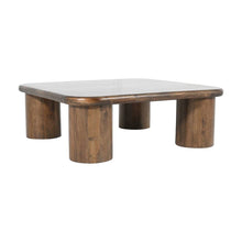 Solid Mango Wood Square Coffee Table for Living Room, Modern, Dark Brown