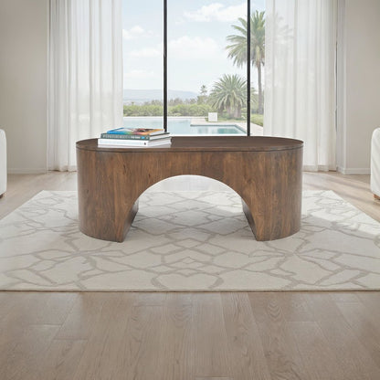 Luna 48" Modern Architectural Pedestal Curved Coffee Table