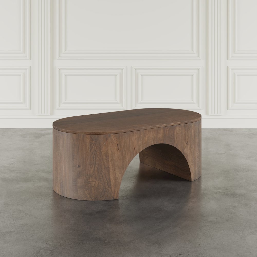 Luna 48" Modern Architectural Pedestal Curved Coffee Table