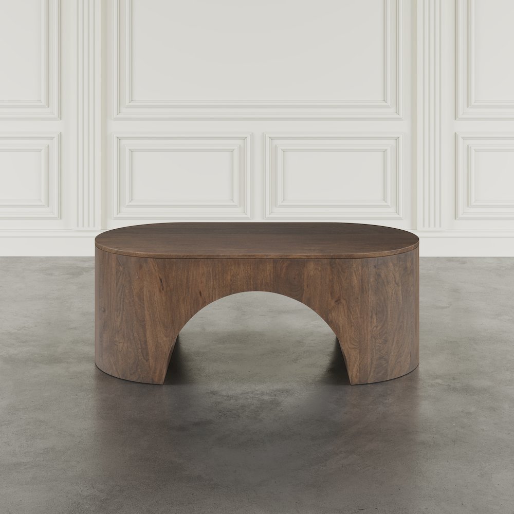 Luna 48" Modern Architectural Pedestal Curved Coffee Table