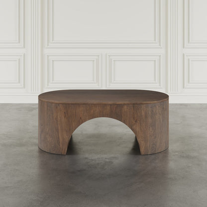 Luna 48" Modern Architectural Pedestal Curved Coffee Table