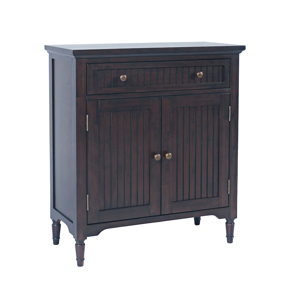 32" Slat Panel Door Accent Cabinet -Transitional Storage with Adjustable Shelves